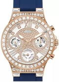Guess Moonlight Diamonds White Dial Blue Rubber Strap Watch for Women - GW0257L3