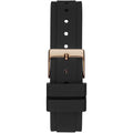 Guess Solstice Diamonds Black Mother of Pearl Dial Black Rubber Strap Watch for Women - GW0113L2