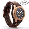 Fossil Nate Chronograph Blue Dial Brown Leather Strap Watch for Men - JR1505