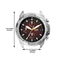 Fossil Bronson Chronograph Red Dial Silver Steel Strap Watch for Men - FS5878