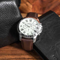 Fossil Grant Chronograph White Dial Brown Leather Strap Watch for Men - FS4735