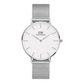 Daniel Wellington Classic Petite Sterling White Dial Silver Mesh Bracelet Watch for Women - DW00100442