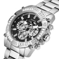 Guess Trophy Chronograph Diamonds Black Dial Silver Steel Strap Watch for Men - GW0390G1