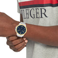 Tommy Hilfiger Blaze Chronograph Blue Dial Silver Steel Strap Watch for Men - 1792031