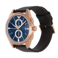 Emporio Armani Claudio Chronograph Blue Dial Brown Leather Strap Watch For Men - AR11554