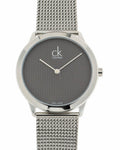 Calvin Klein Minimal Grey Dial Silver Mesh Bracelet Watch for Women - K3M2212X
