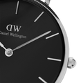 Daniel Wellington Petite Sterling Black Dial Silver Mesh Bracelet Watch For Women - DW00100218