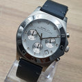 Marc Jacobs Blade Chronograph White Dial Black Leather Strap Watch for Women - MBM1189
