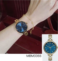 Marc Jacobs Sally Blue Dial Gold Steel Strap Watch for Women - MBM3366