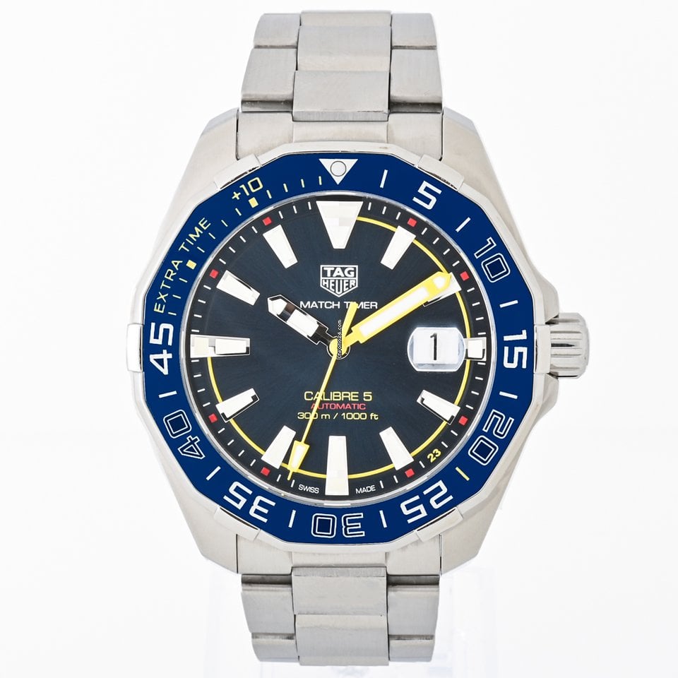 Tag Heuer Aquaracer Caliber 5 Match Timer Shinji Kagawa Edition Blue Dial Silver Steel Strap Watch for Men - WAY201H.BA0927