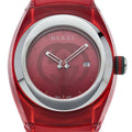 Gucci Sync Quartz Red Dial Red Rubber Strap Watch For Women - YA137303