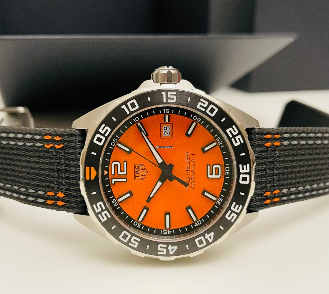 Tag Heuer Formula 1 Quartz Orange Dial Black Nylon Strap Watch for Men - WAZ101A.FC8305