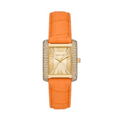 Michael Kors Emery Three Hand Rose Gold Dial Orange Leather Strap Watch For Women - MK2983