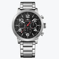 Tommy Hilfiger Jake Chronograph Black Dial Silver Steel Strap Watch for Men - 1791234