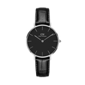 Daniel Wellington Classic Petite Reading Black Dial Black Leather Strap Watch For Women - DW00100235