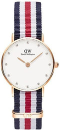 Daniel Wellington Classic Petite Silver Dial Three Tone Nylon Strap Watch for Women - DW00100255