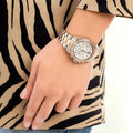 Michael Kors Everest Chronograph White Dial Two Tone Steel Strap Watch For Women - MK7214
