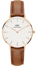 Daniel Wellington Petite Durham White Dial Brown Leather Strap Watch For Women - DW00100172