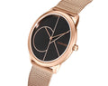 Calvin Klein Minimal Black Dial Rose Gold Mesh Bracelet Watch for Men - K3M21621