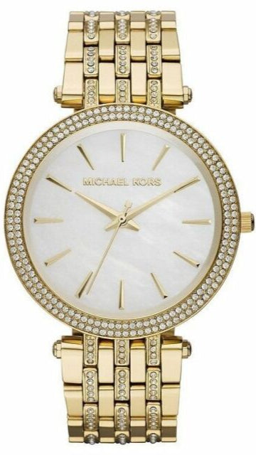 Michael Kors Darci Mother of Pearl Dial Gold Steel Strap Watch for Women - MK3219