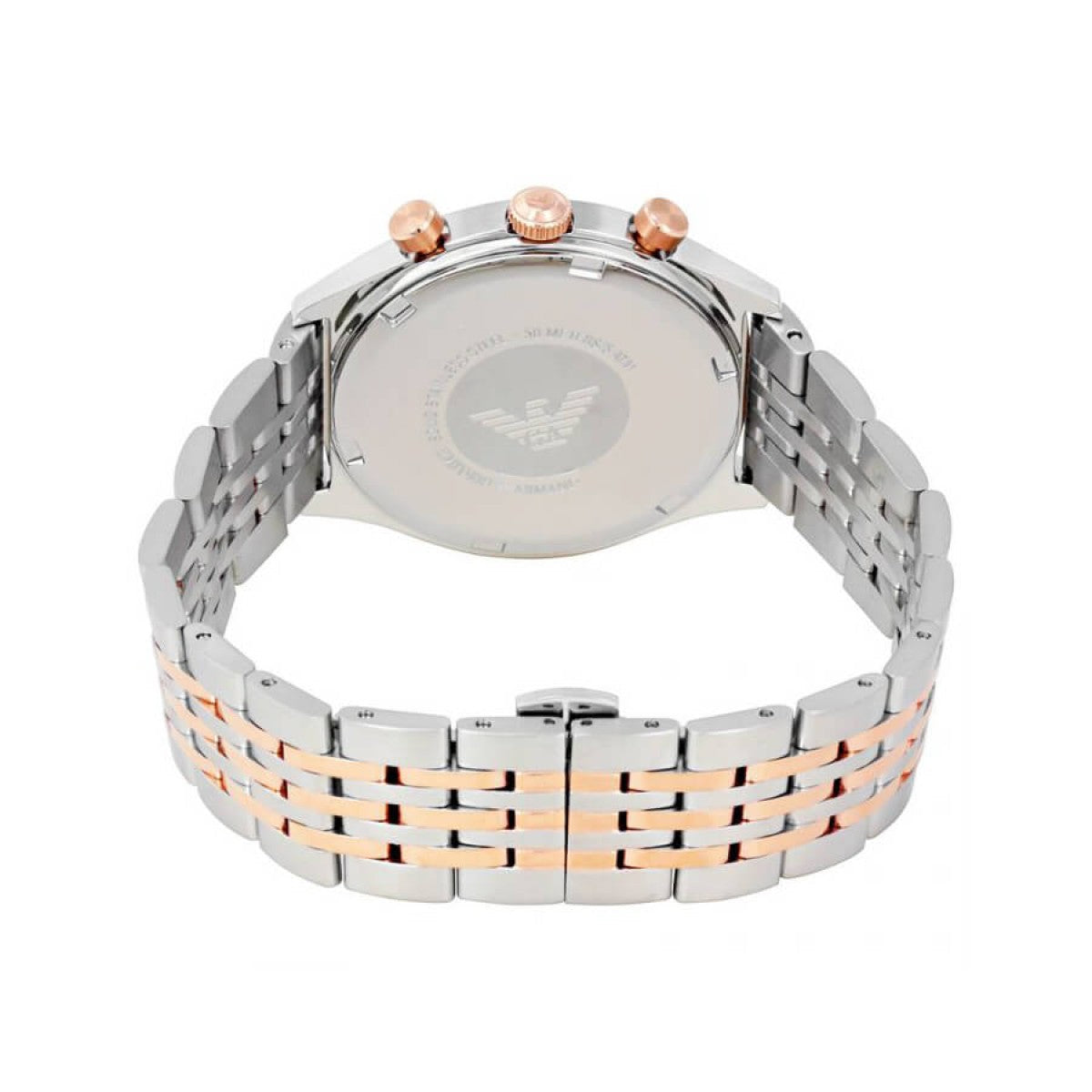 Emporio Armani Zeta Chronograph Quartz White Dial Two Tone Steel Strap Watch For Men - AR1998