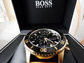 Hugo Boss Talent Chronograph Black Dial Black Leather Strap Watch For Men - 1513580