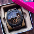 Fossil Machine Flight Chronograph Brown Dial Brown Leather Strap Watch for Men - FS4656