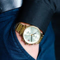 Tommy Hilfiger Daniel White Dial Gold Steel Strap Watch for Men - 1710415