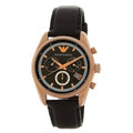 Emporio Armani Chronograph Gray Dial Brown Leather Strap Watch For Men - AR6043