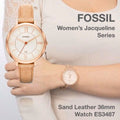 Fossil Jacqueline White Dial Brown Leather Strap Watch for Women - ES3487