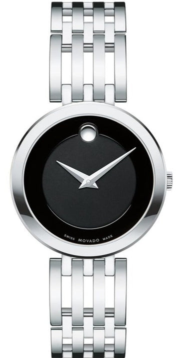 Movado Esperanza 28mm Black Dial Silver Steel Strap Watch For Women - 0607051