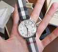 Burberry The Classic Horseferry Silver Dial Black Leather Strap Watch for Men - BU10002