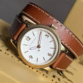 Burberry Utilitarian White Dial Brown Leather Strap Watch for Women - BU7850