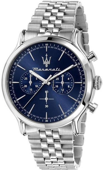 Maserati Epoca Chronograph Blue Dial Silver Steel Strap Watch For Men - R8873618024