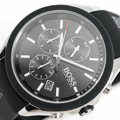 Hugo Boss Velocity Black Dial Black Leather Strap Watch for Men - 1513716