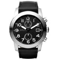 Marc Jacobs Larry Chronograph Black Dial Black Leather Strap Watch for Men - MBM5054