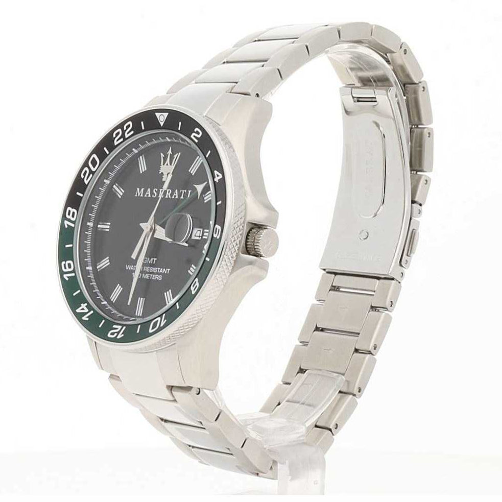 Maserati SFIDA Chronograph Black Dial Silver Steel Strap Watch For Men - R8853140005