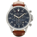 Michael Kors Gage Chronograph Blue Dial Brown Leather Strap Watch For Men - MK8362