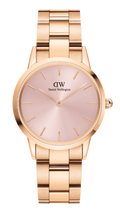 Daniel Wellington Iconic Link Pink Dial Rose Gold Steel Strap Watch For Women - DW00100335