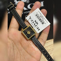 Coach Black Square Dial Black Leather Strap Watch for Women - 14503695
