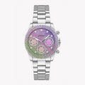 Guess Sol Chronograph Crystals Multicolor Dial Silver Steel Strap Watch For Women - GW0483L1