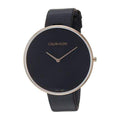 Calvin Klein Full Moon Black Dial Black Leather Strap Watch for Women - K8Y236C1