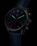 Tag Heuer Carrera Chronograph Blue Dial Blue Leather Strap Watch for Men - CBN201D.FC6543