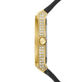 Guess Princess Crystals Gold Dial Black Silicone Strap Watch For Women - GW0439L2