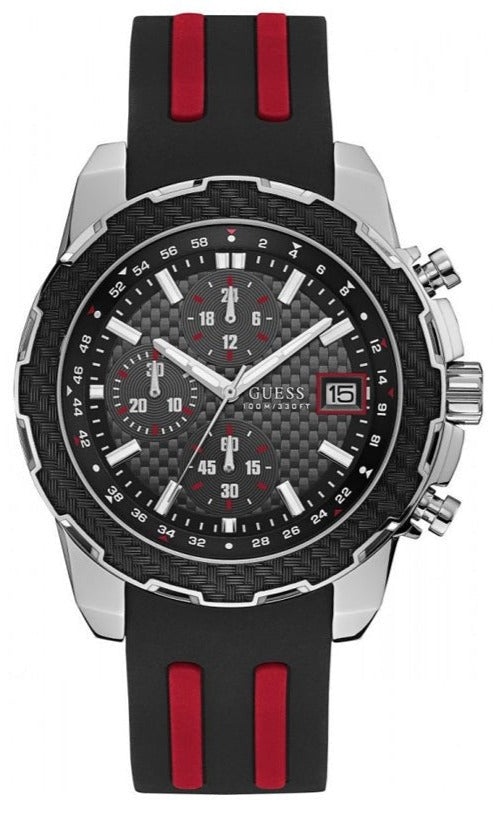 Guess Octane Chronograph Black Dial Two Tone Silicone Strap Watch For Men - W1047G1