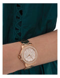 Guess Crown Jewel Multifunction Diamonds White Dial Rose Gold Steel Strap Watch For Women - GW0410L3