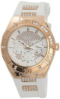 Guess Luna Diamonds White Dial White Rubber Strap Watch for Women - W0653L4