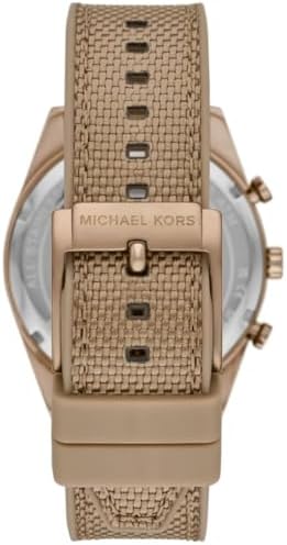 Michael Kors Warren Chronograph Beige Dial Beige Nylon Strap Watch for Men - MK9145
