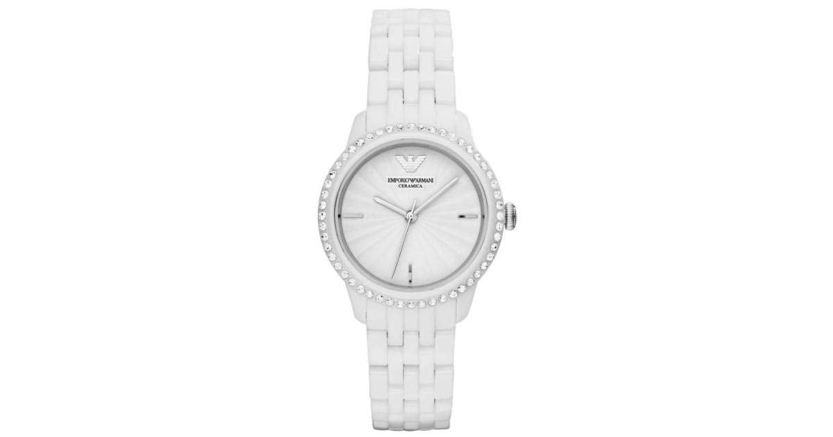 Emporio Armani Ceramic White Dial White Ceramic Bracelet Watch For Women - AR1477