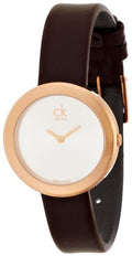 Calvin Klein Firm White Dial Brown Leather Strap Watch for Women - K3N236G6